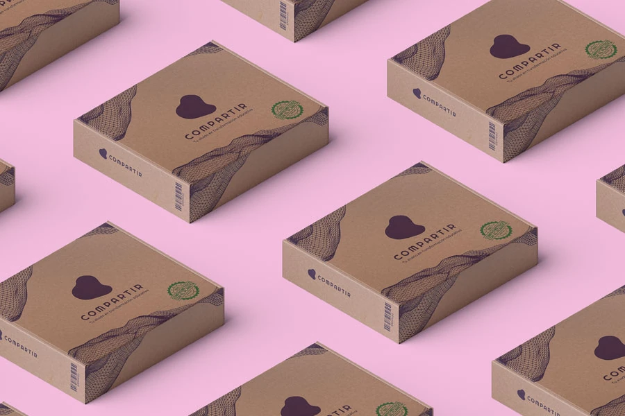 Caja de packaging en cartón microcorrugado, impresa en offset color