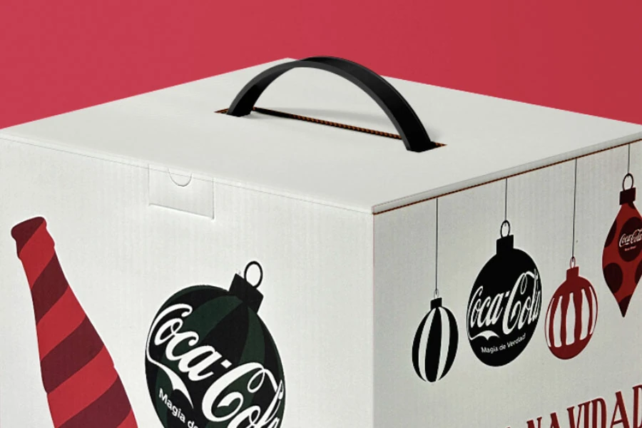 Caja de packaging con manija en cartón microcorrugado