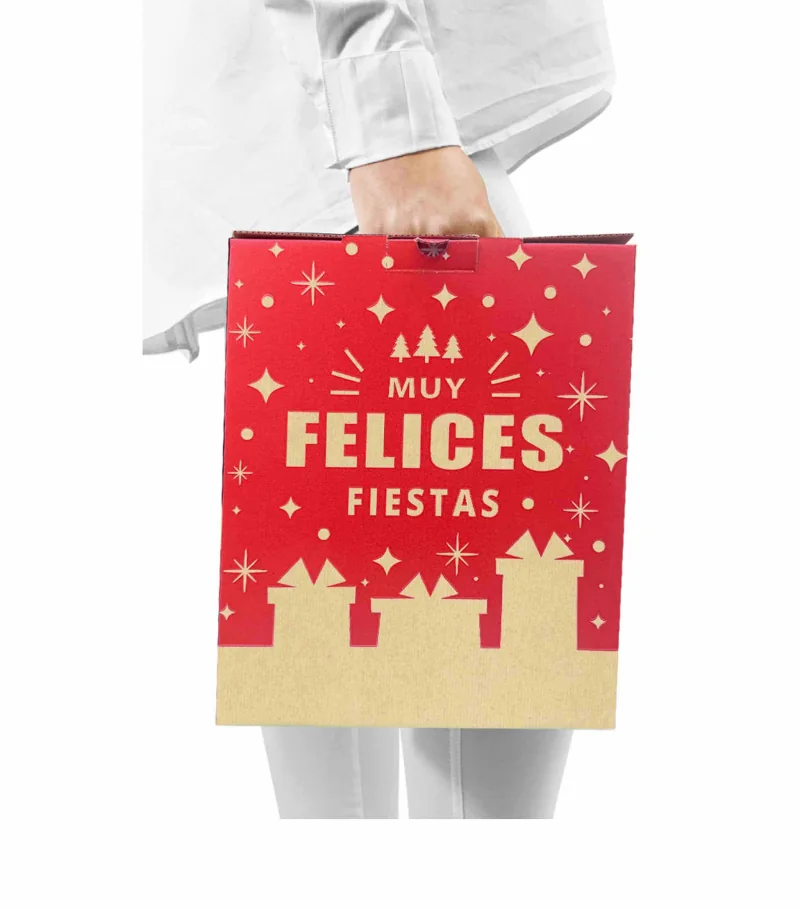 Cajas Felices Fiestas de cartón microcorrugado