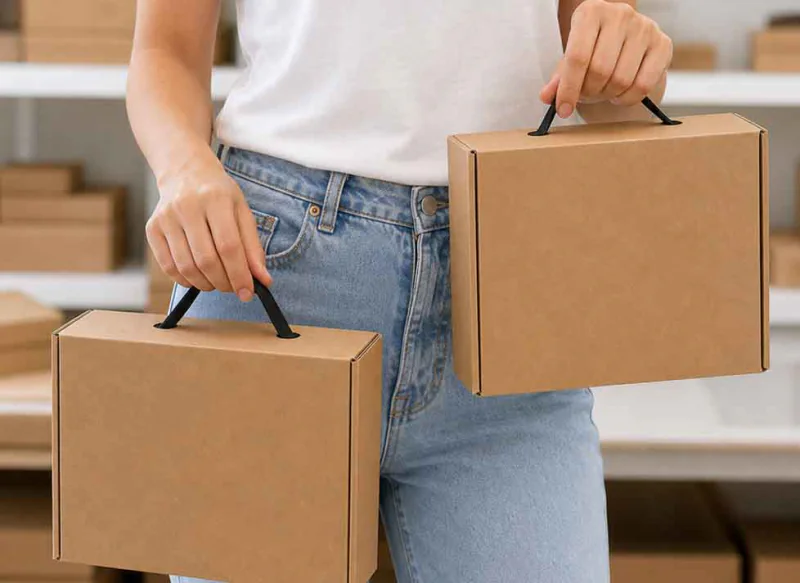 Cajas con manija listas para entregar