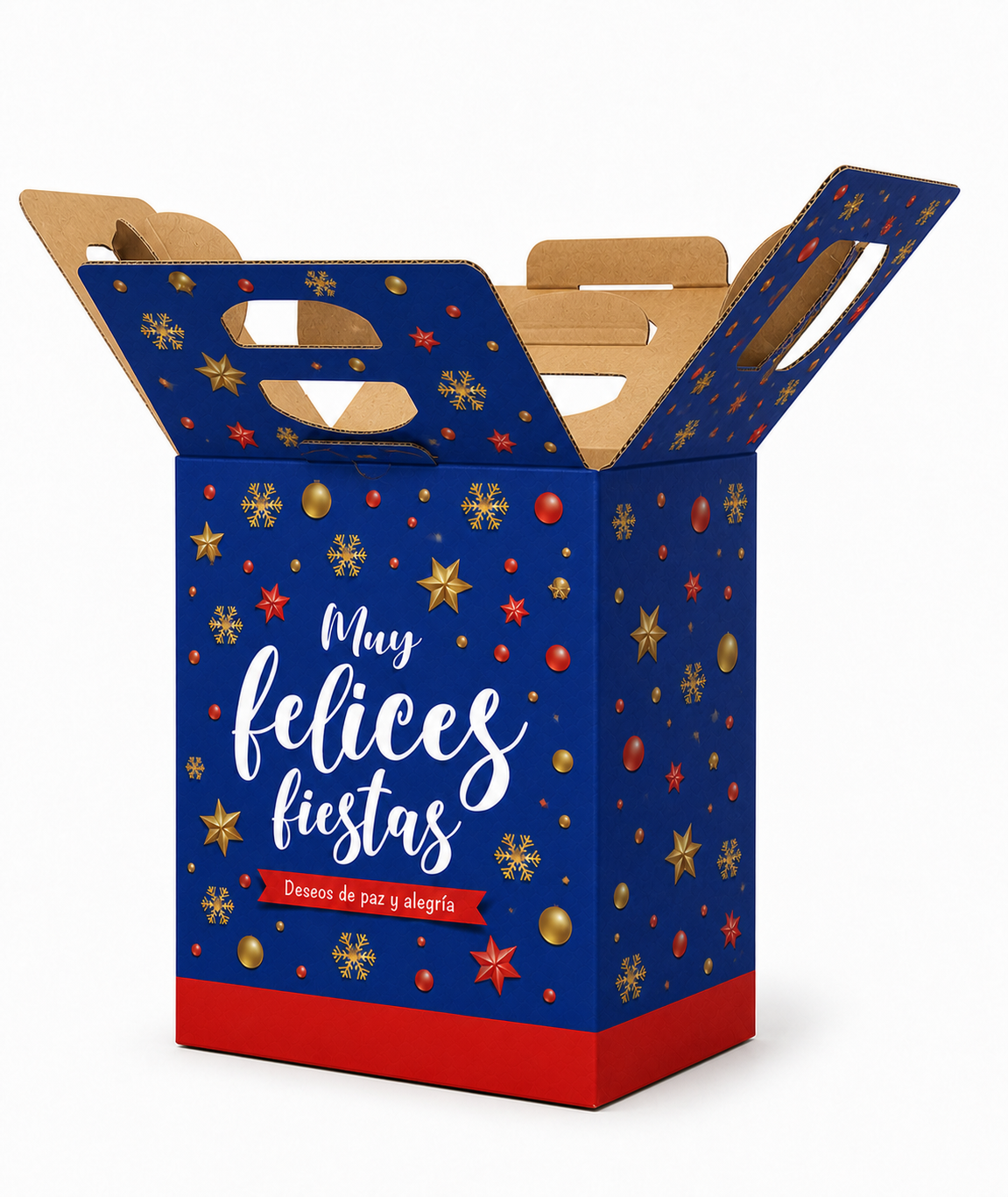 Caja navideña resistente con fondo automático y manija embutida
